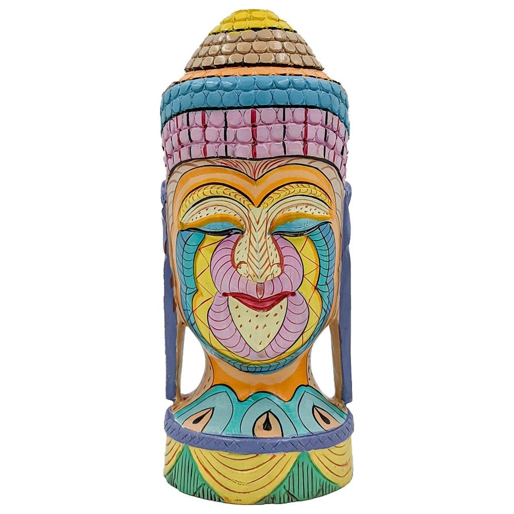 Handcrafted & Hand-painted Wooden Huge Buddha (8inch)